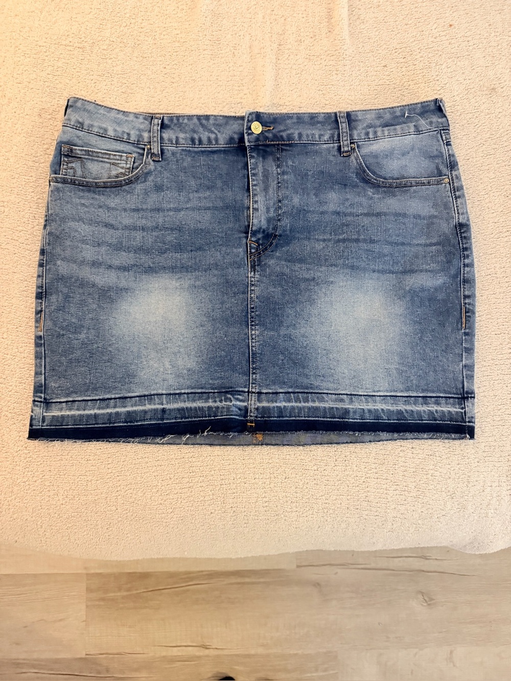 True Religion Light Blue Washed Denim Mini Skirt